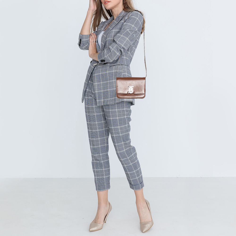 

Burberry Brown Leather TB Buckle Crossbody Bag