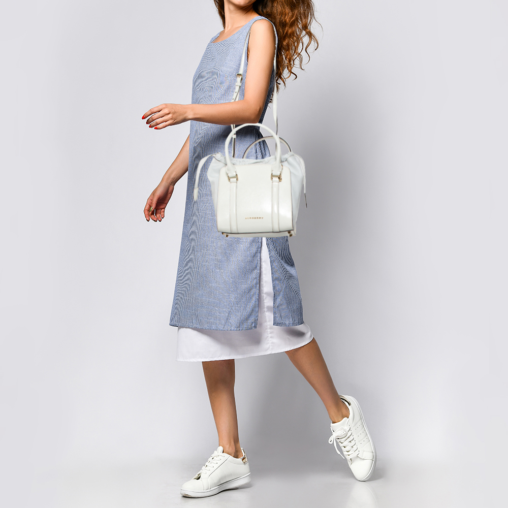 

Burberry White Leather And Patent Leather Satchel