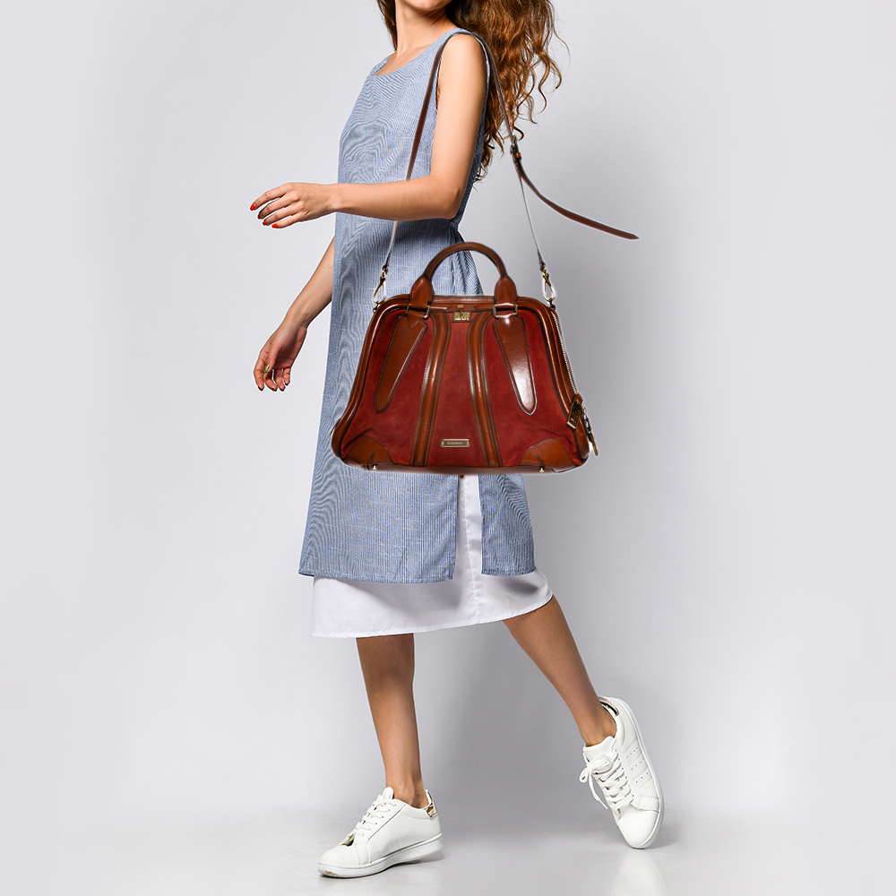 

Burberry Brown Leather and Suede Shrimpton Satchel