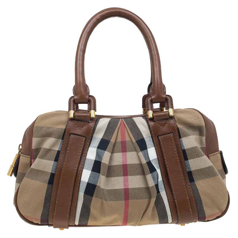 Burberry Brown Nova Check Canvas and Leather Ashbury Knight Satchel ...
