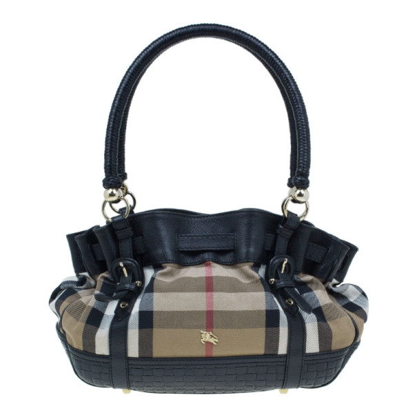 Pre Owned حقيبة بربري كانفاس نوفا تشيك و جلد