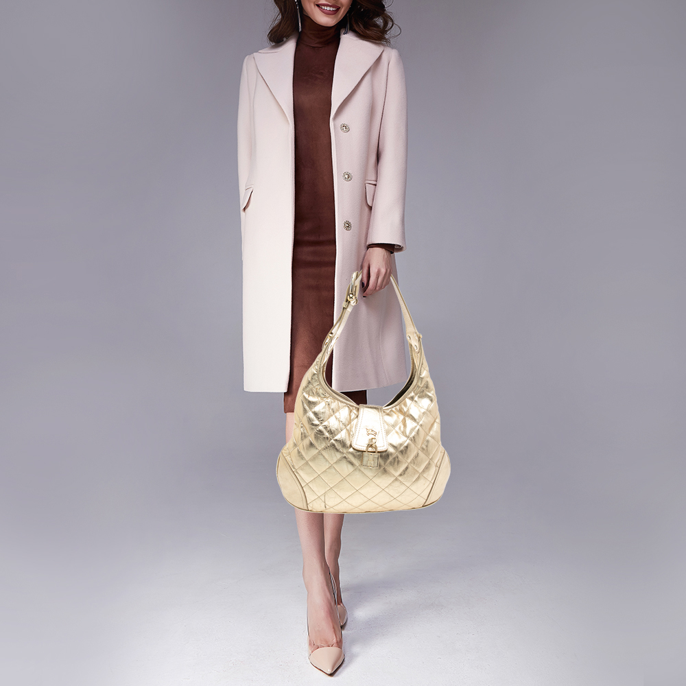 

Burberry Gold Quilted Leather Brooke Hobo