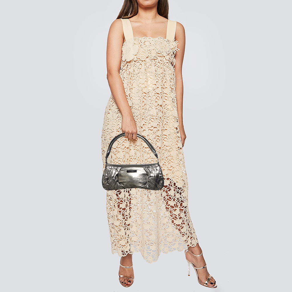 

Burberry Metallic Pleated Leather Shoulder Bag