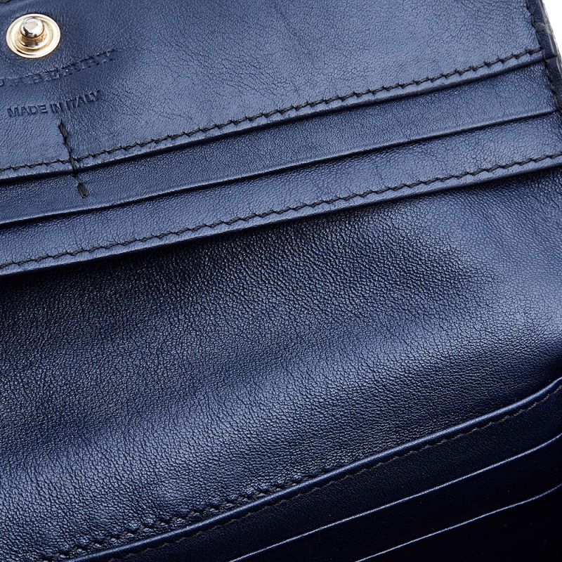 

Burberry Navy Blue/Beige Leather and Nova Check Canvas Continental Wallet
