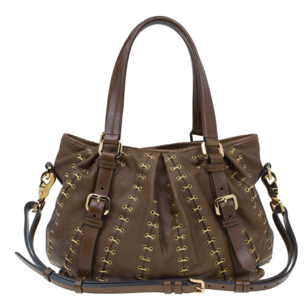 مملوكة مسبقًا Burberry Brown Leather Satchel