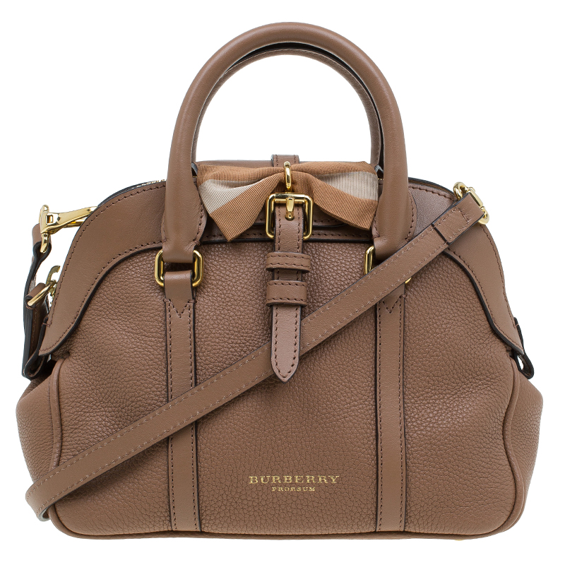 Burberry Brown Grained Leather Small Bow Detail Satchel