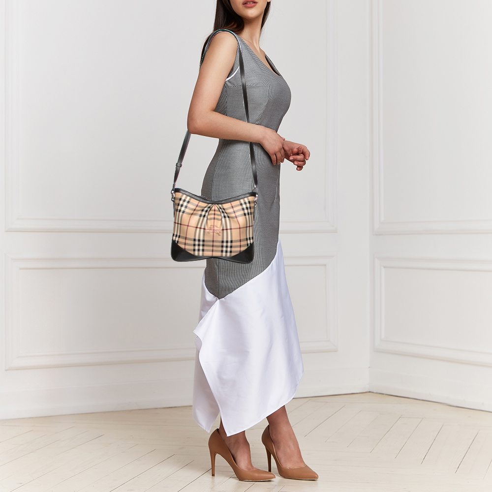 

Burberry Beige/Dark Brown Haymarket PVC and Leather Hartham Shoulder Bag