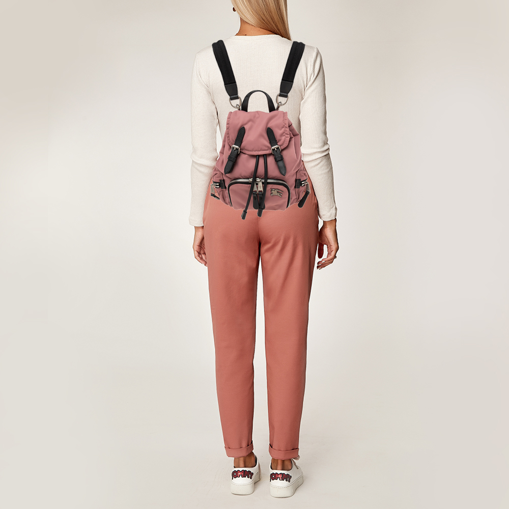 

Burberry Pink/Black Nylon Leather Mini Backpack