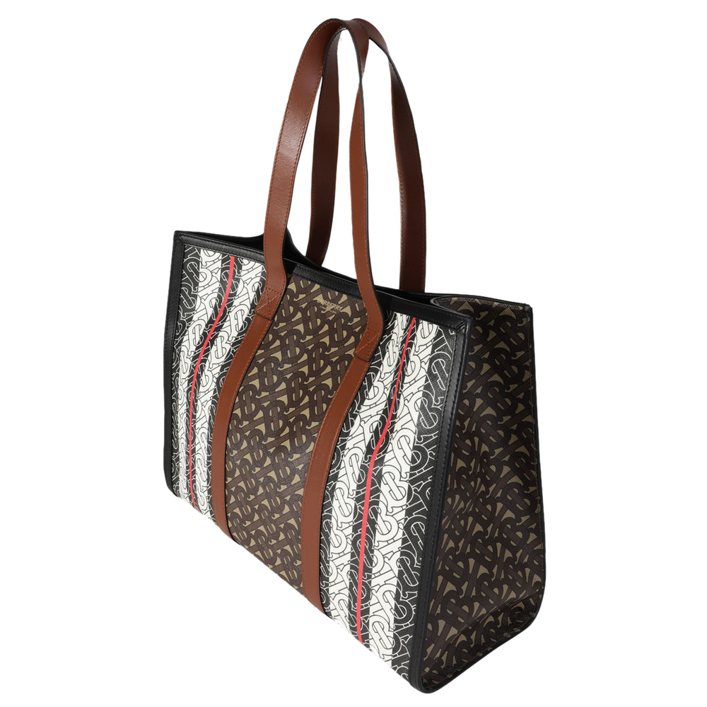 

Burberry Brown Monogram Stripe Print Tote Bag, Multicolor