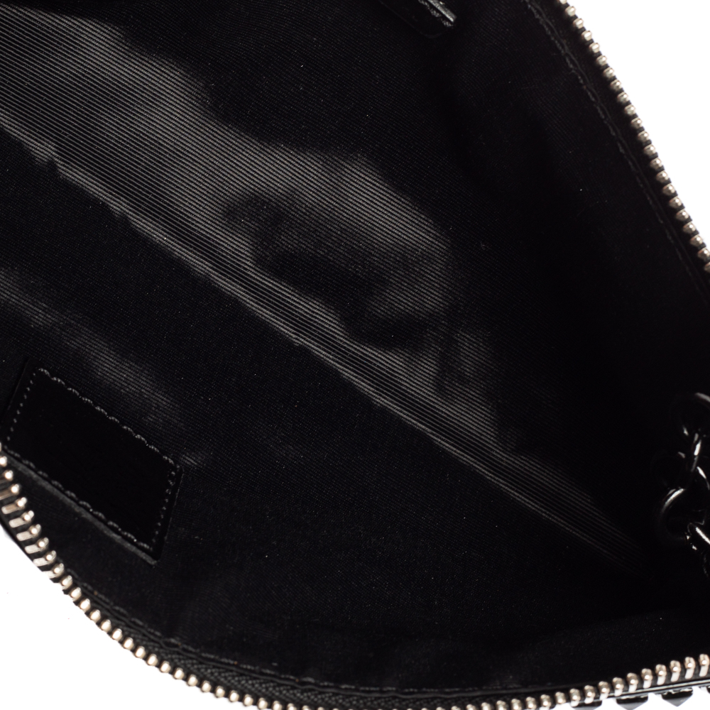 

Burberry Beige/Black Nova Check PVC and Patent Leather Studded Wristlet Clutch