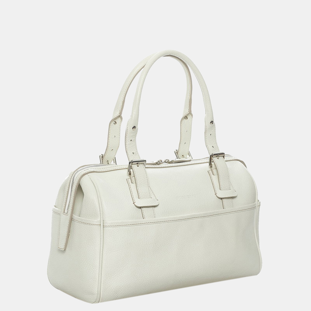 

Burberry White Leather Top Handle Bag