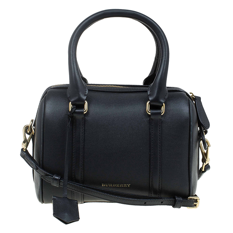 Buy Burberry Black Leather Small Alchester Bowling Bag 64098 at best ...