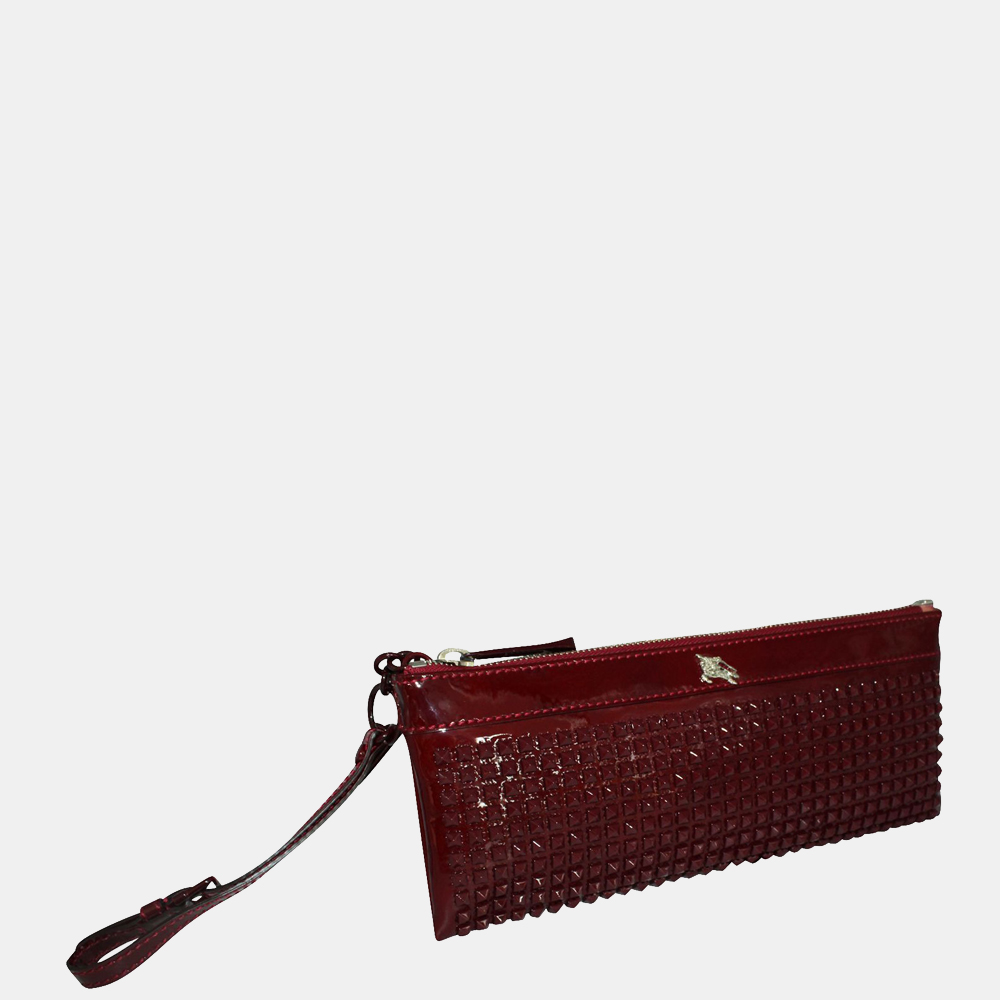 

Burberry Burgundy Patent Leather Studded Clutch