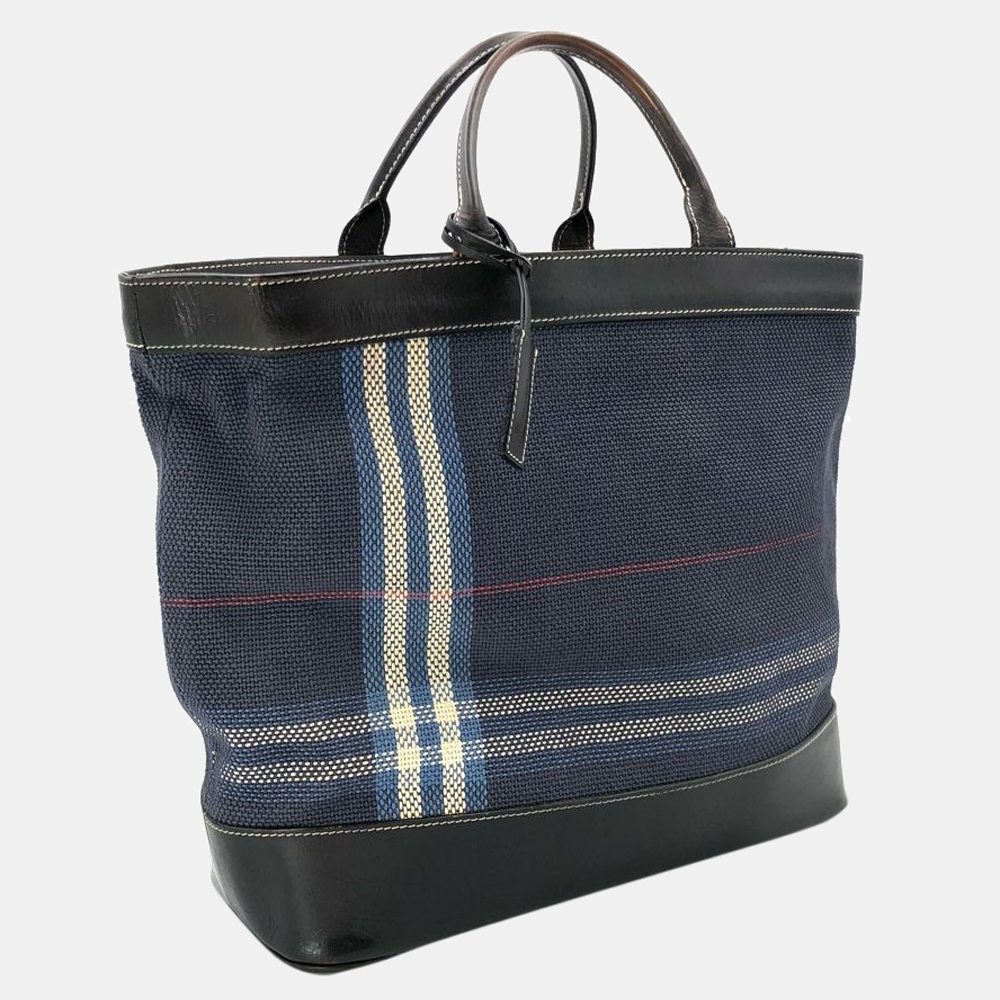 

Burberry Blue Check Canvas Tote Bag