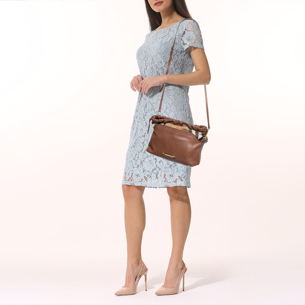 

Burberry Brown Leather Drawstring Shoulder Bag