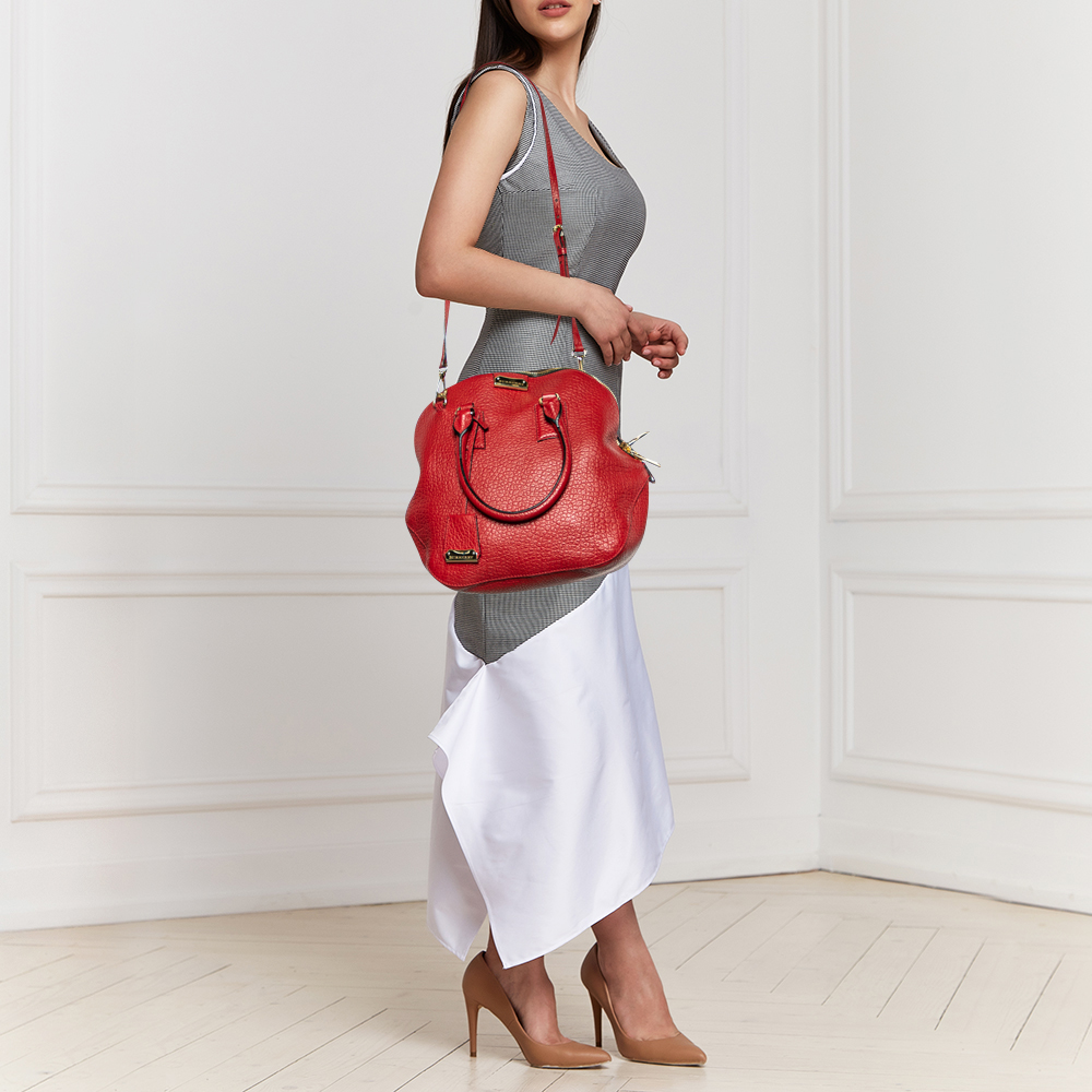 

Burberry Red Leather Orchard Bowler Bag