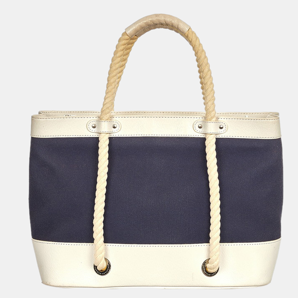 

Burberry Blue Canvas Tote Bag, Multicolor