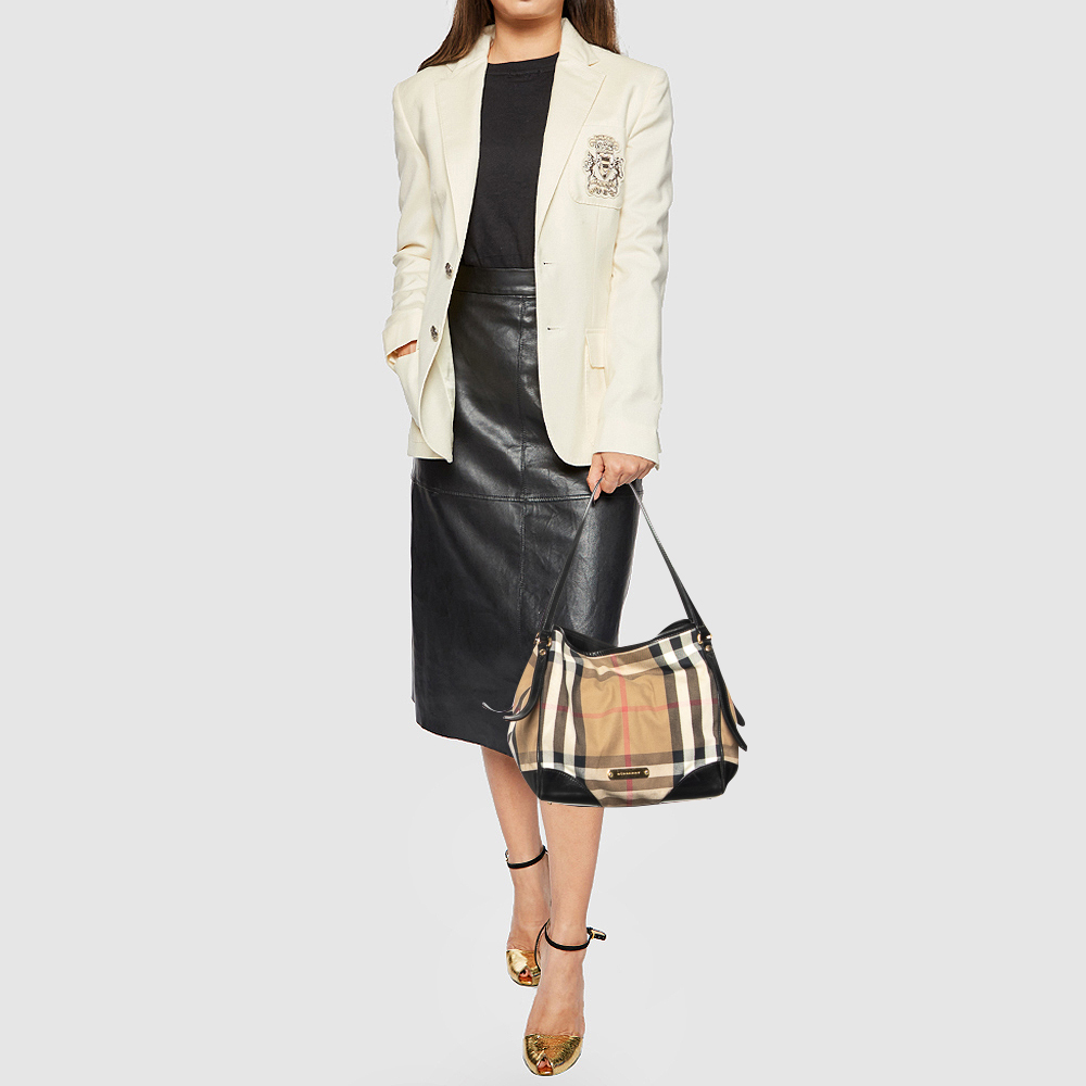 

Burberry Beige House Check Canvas And Leather Canterbury Tote