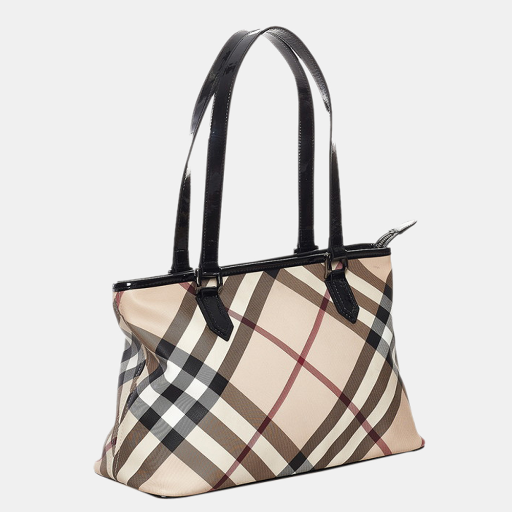 

Burberry Brown Canvas Nova Check Tote Bag