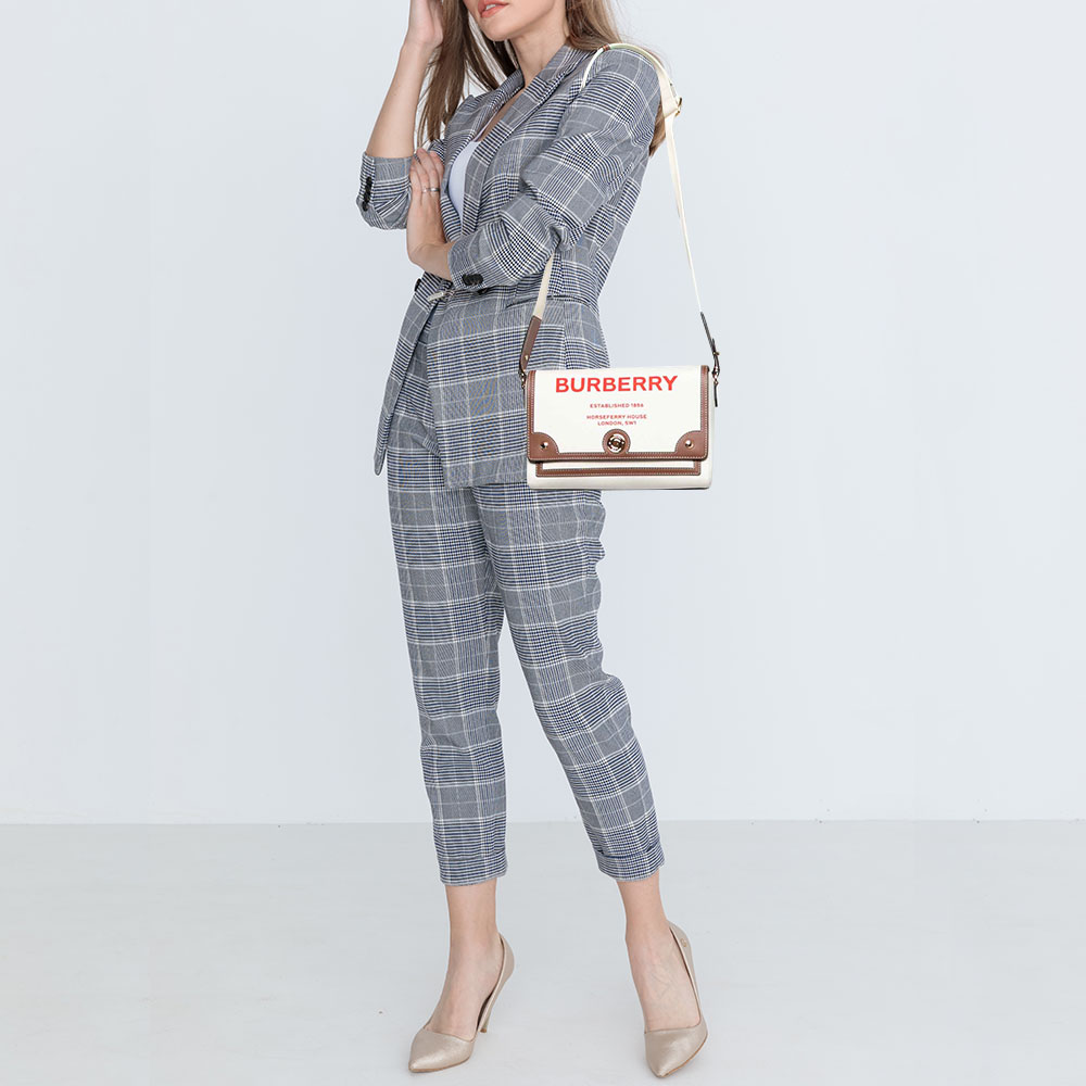

Burberry Beige Logo Print Canvas and Leather Note Crossbody Bag