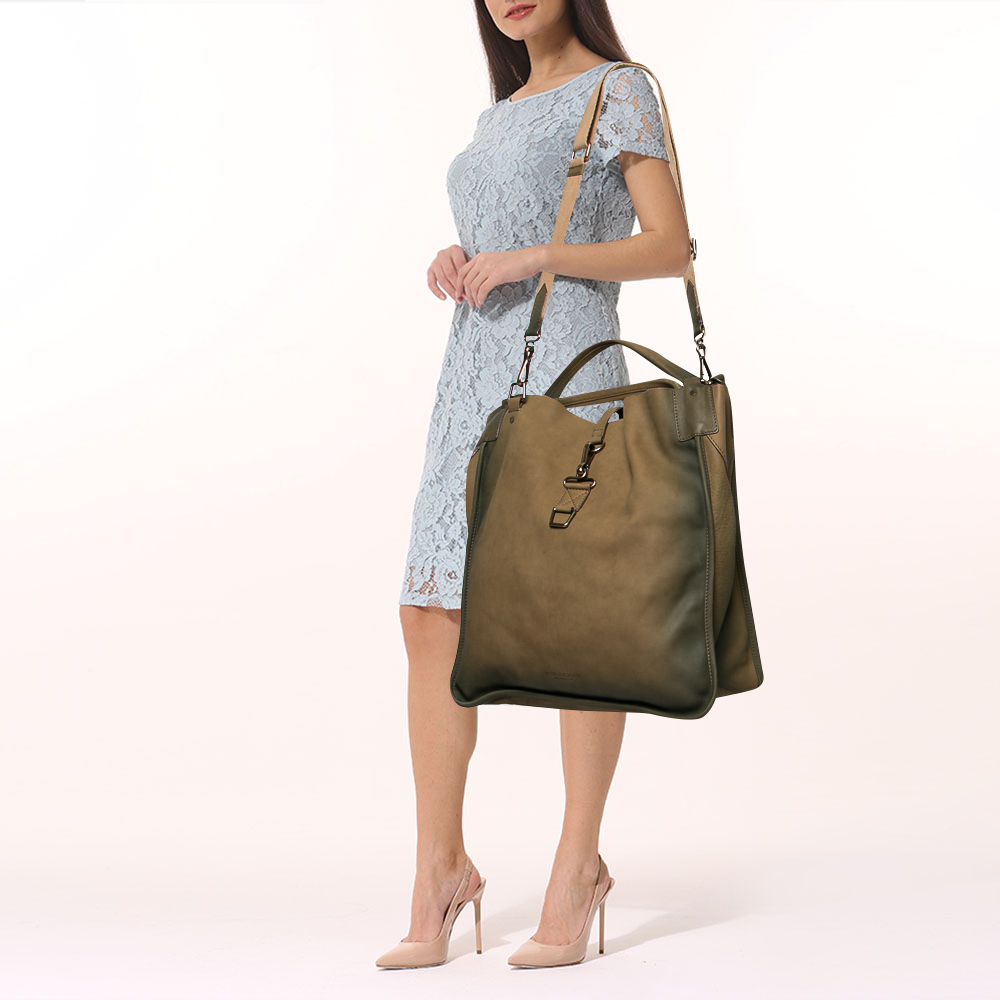 

Burberry Ombre Green Nubuck Leather Shopper Tote