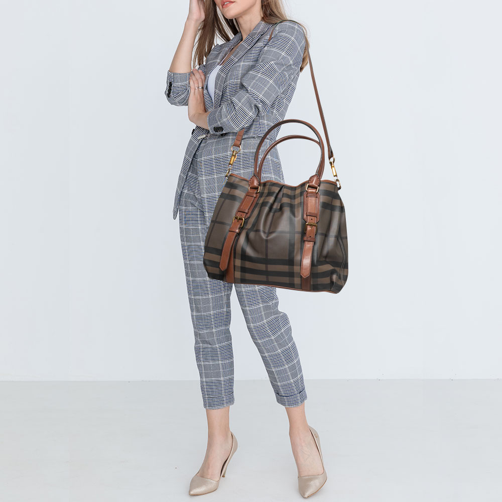 

Burberry Brown Smoke Check Coated Canvas and Leather Northfield Tote
