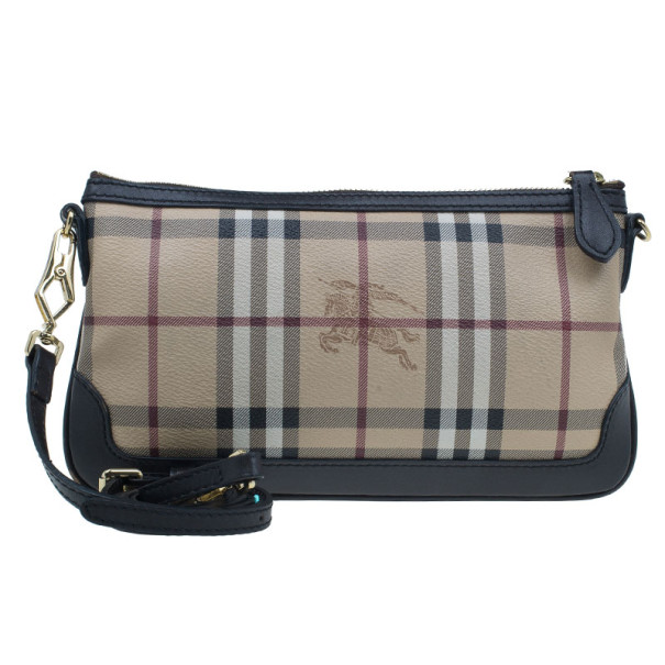 Pre Owned Burberry Chocolate Hay Market Check Crossbody