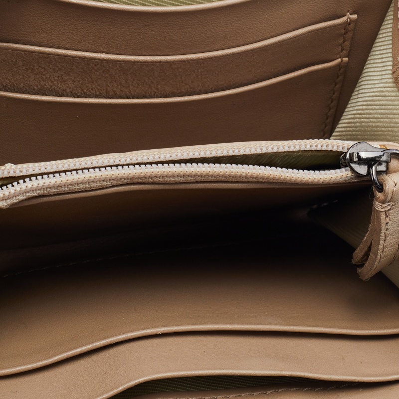 

Burberry Beige Ruffled Leather Zip Around Compact Wallet