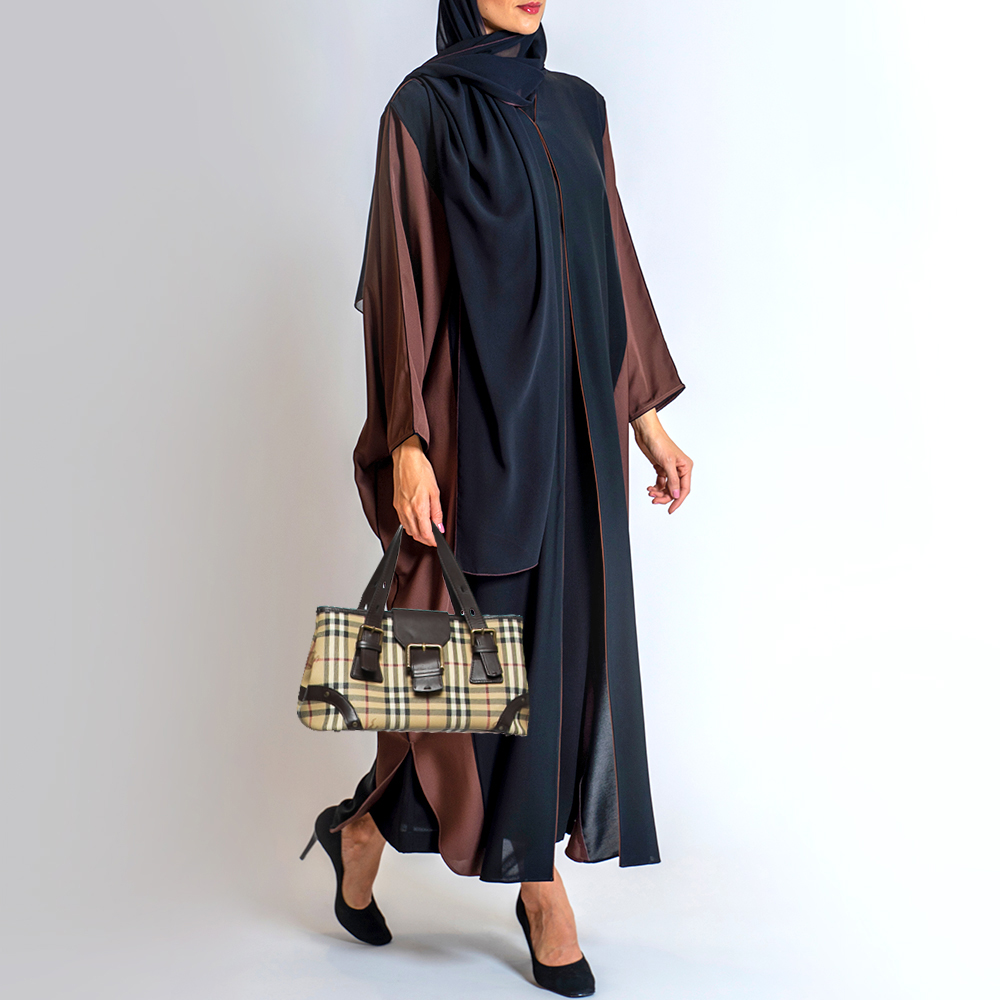 

Burberry Beige/Brown Haymarket Check Coated Canvas And Leather Tote