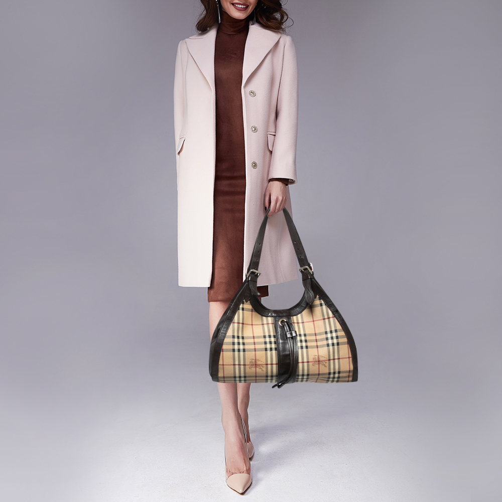 

Burberry Brown/Beige Haymarket Check PVC and Leather Kensington Shoulder Bag