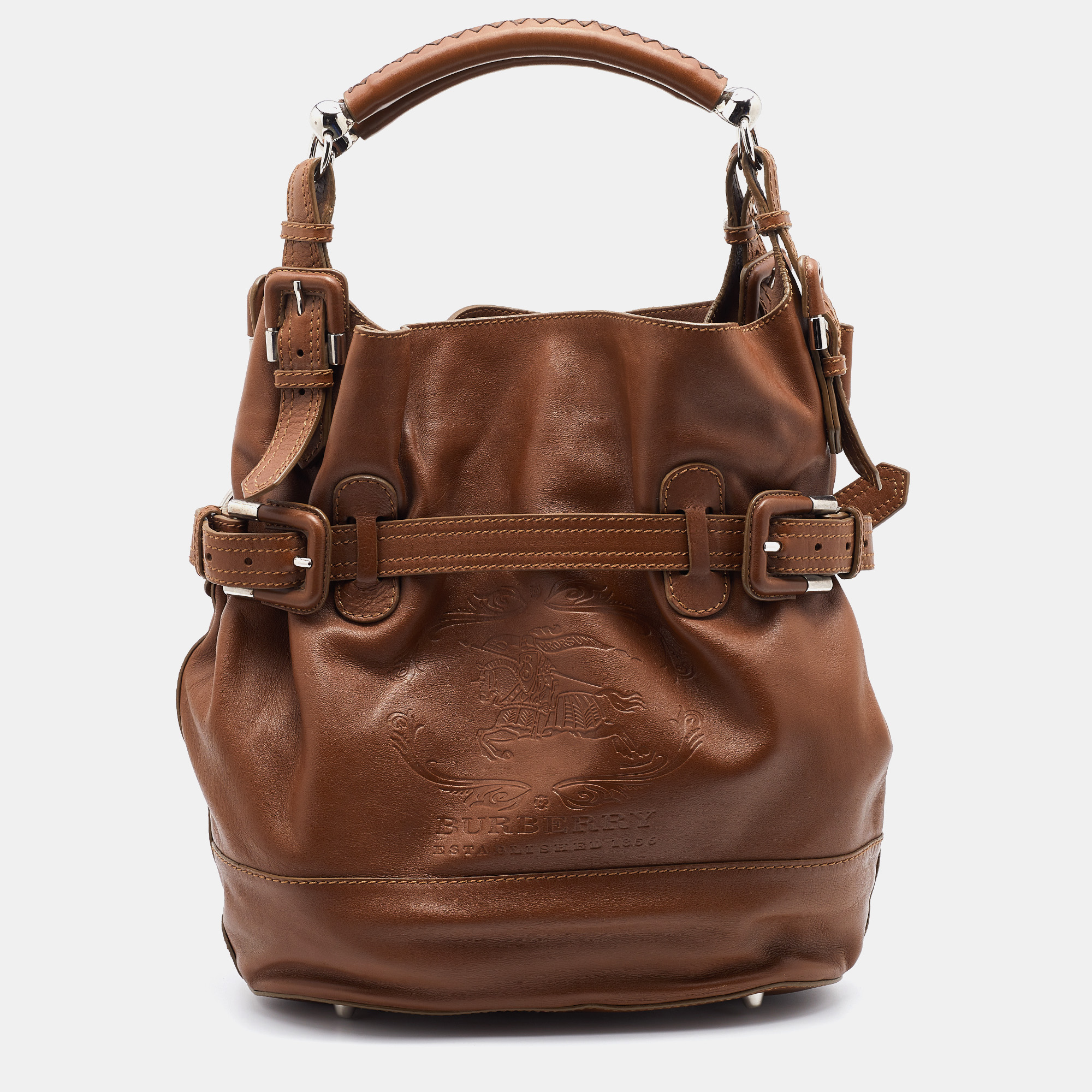 Pre-owned Burberry Brown Leather Hobo