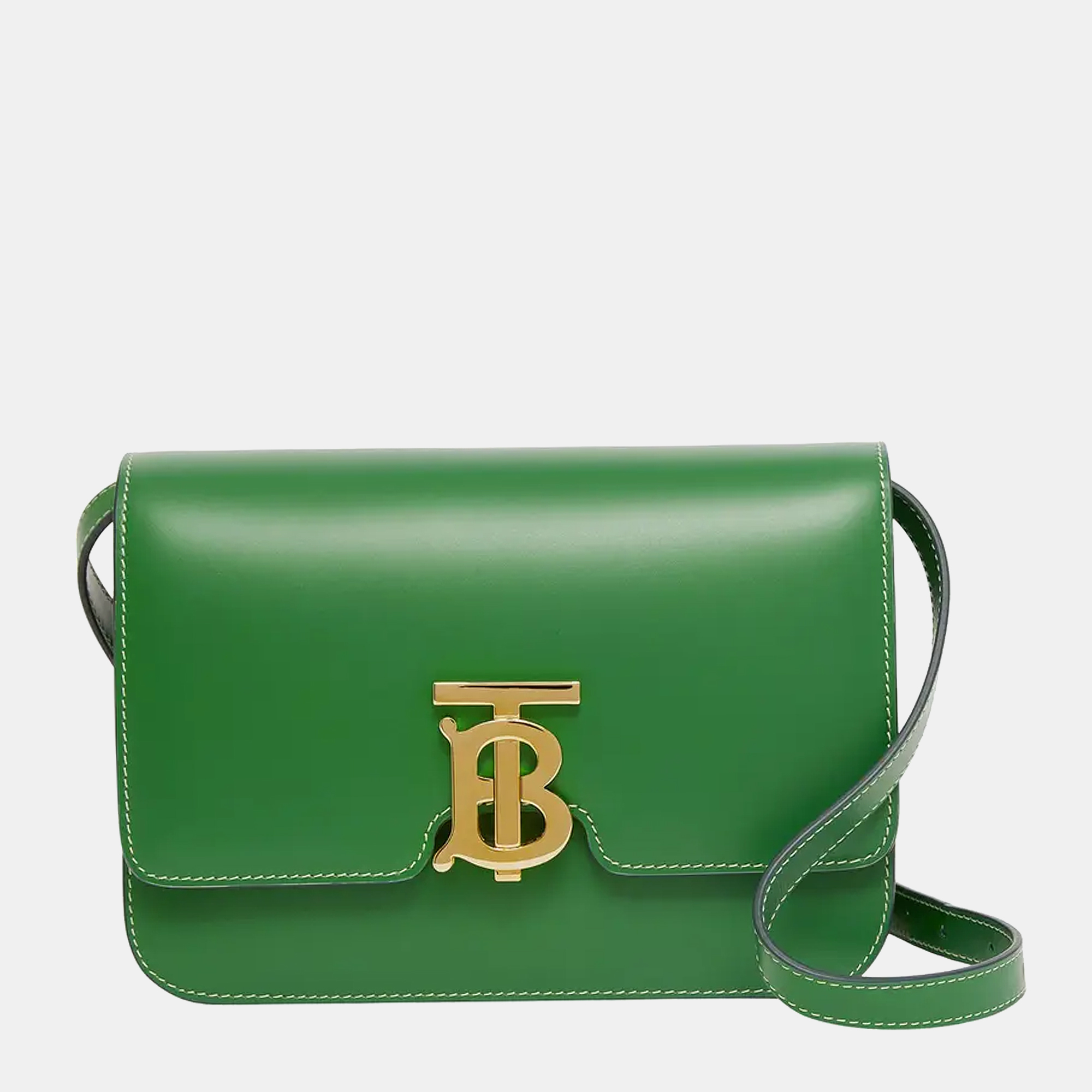 Pre-owned Burberry Ivy Green Leather Small Tb Shoulder Bag