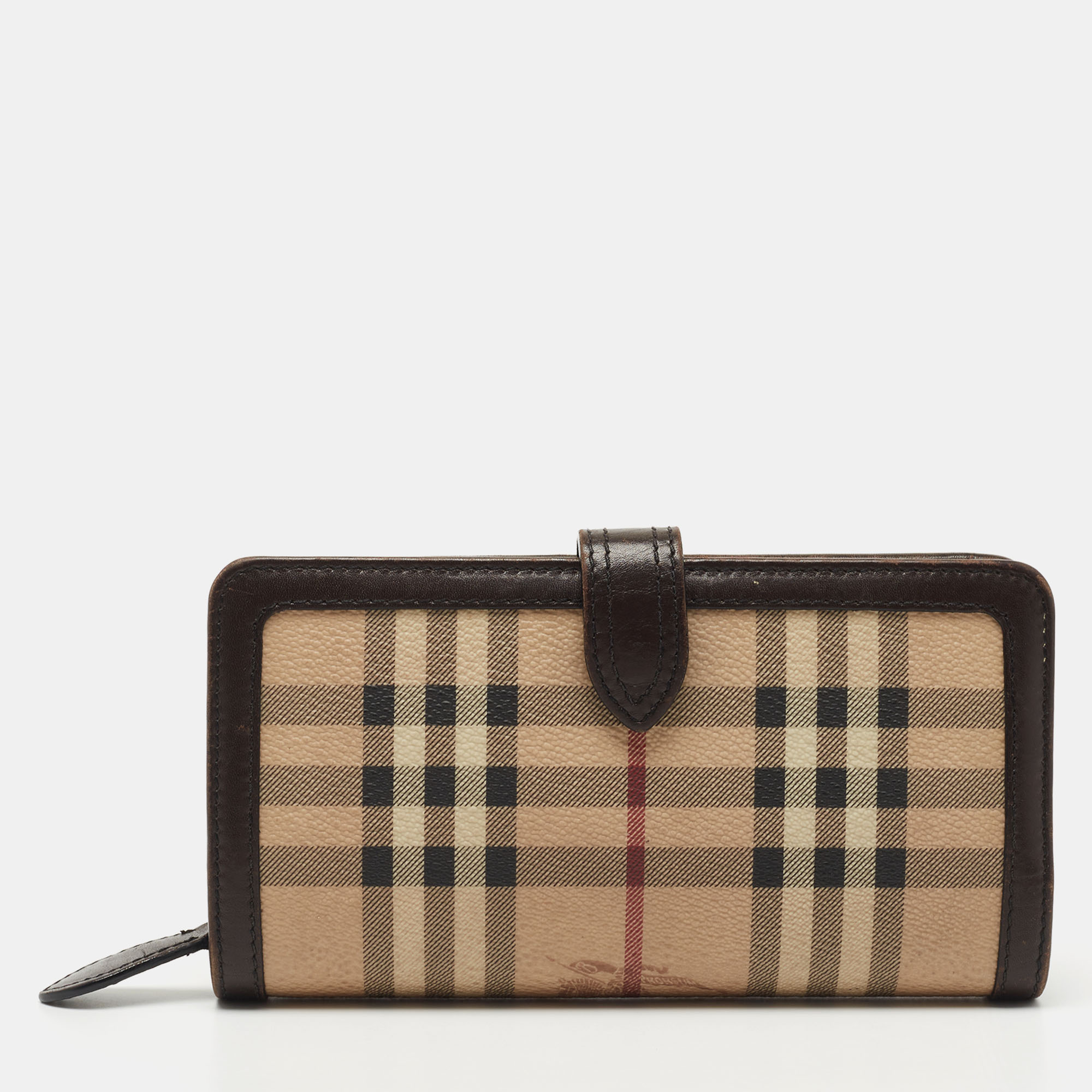 Burberry Continental Vintage Leather Check Wallet