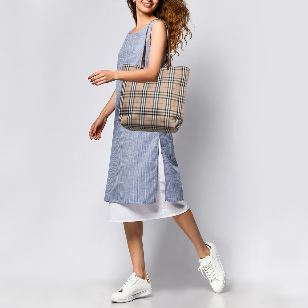 Burberry Beige/Brown Nova Check Nylon Tote