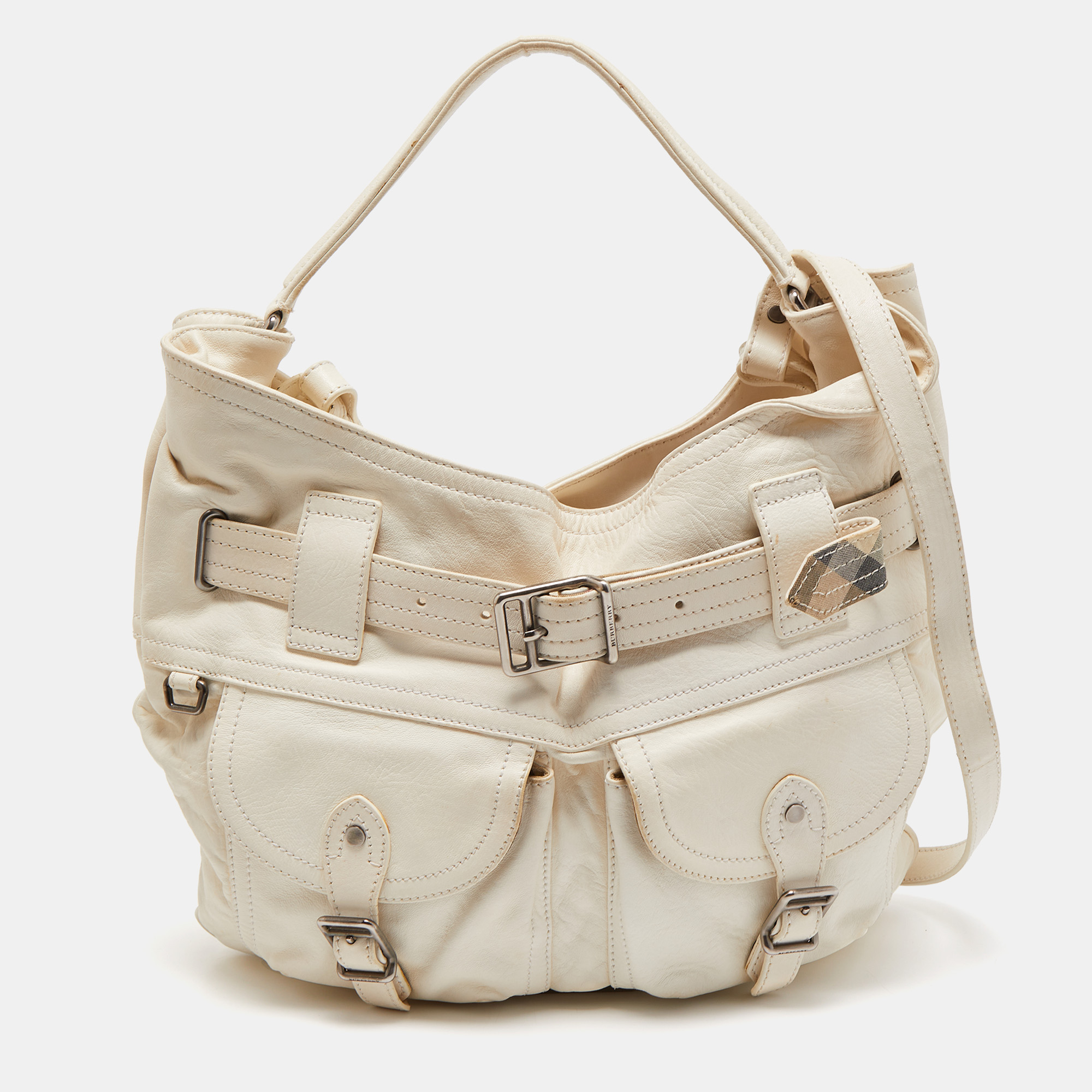 Burberry White Leather Crompton Shoulder Bag Burberry | TLC