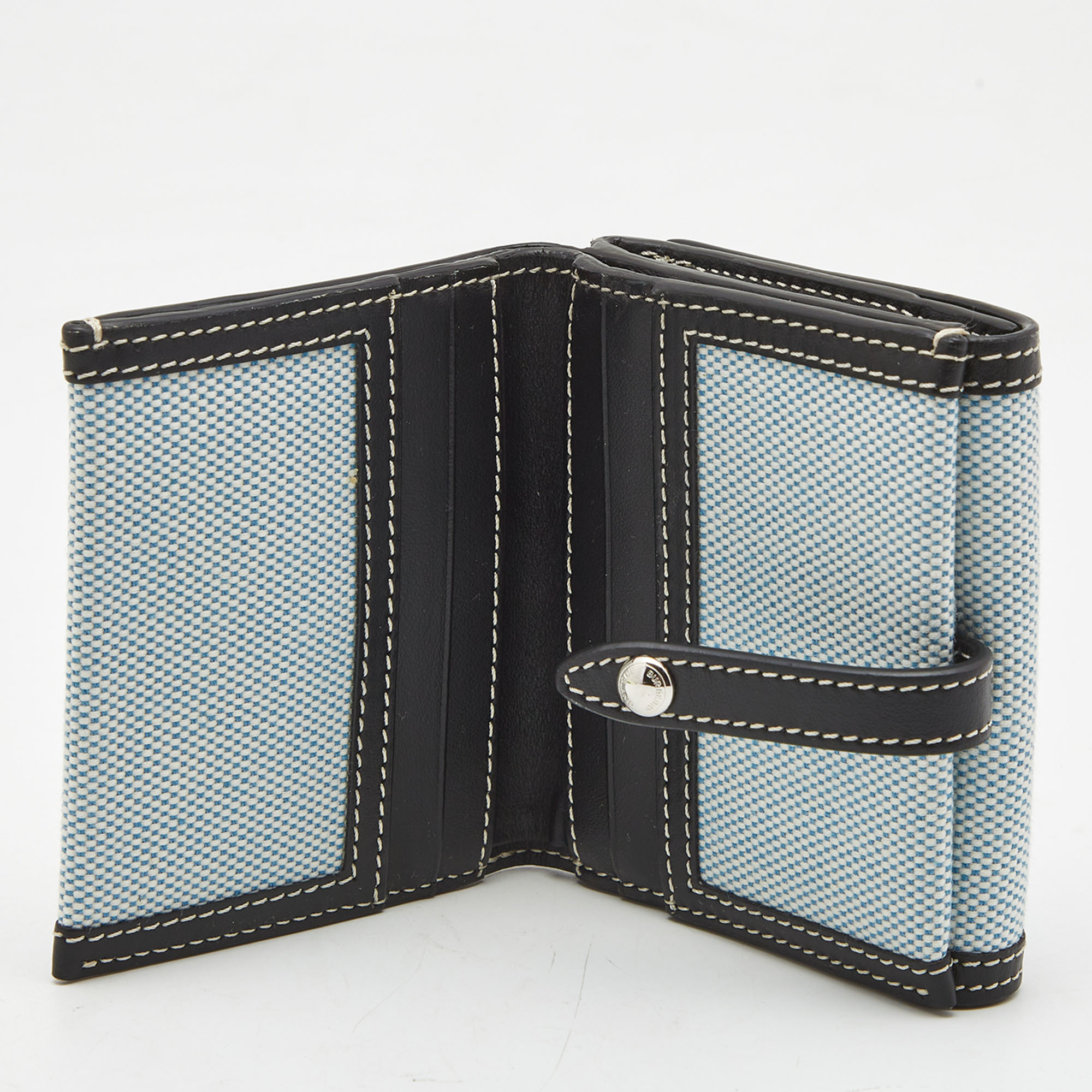 

Burberry Light Blue/Black Canvas and Leather Luna French Wallet