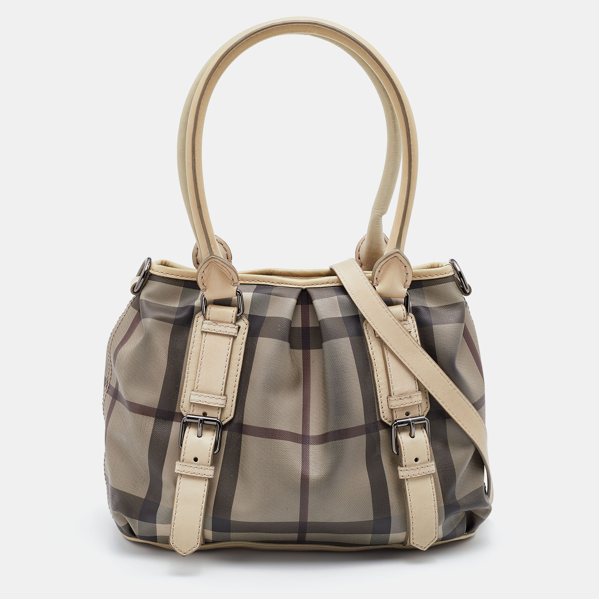 Burberry Beige Vintage Check PVC and Leather Tote