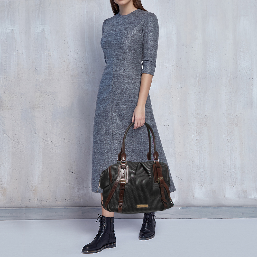 

Burberry Dark Brown Pleated Leather Satchel