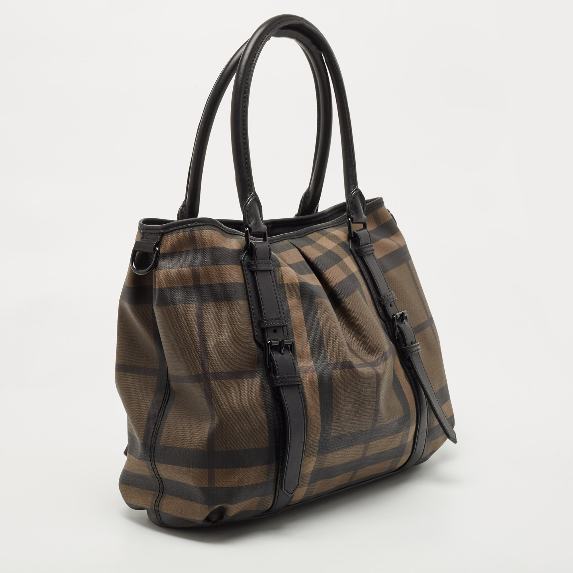 

Burberry Black Smoked Check PVC and Leather Lowry Shoulder Bag