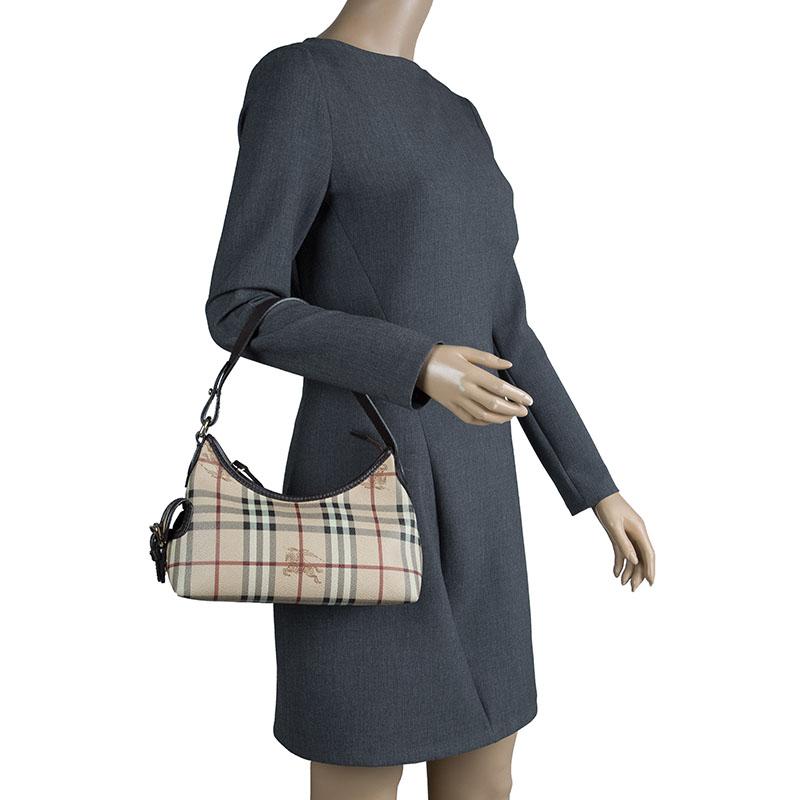 

Burberry Beige Classic Check Coated Canvas Side Pocket Shoulder Bag