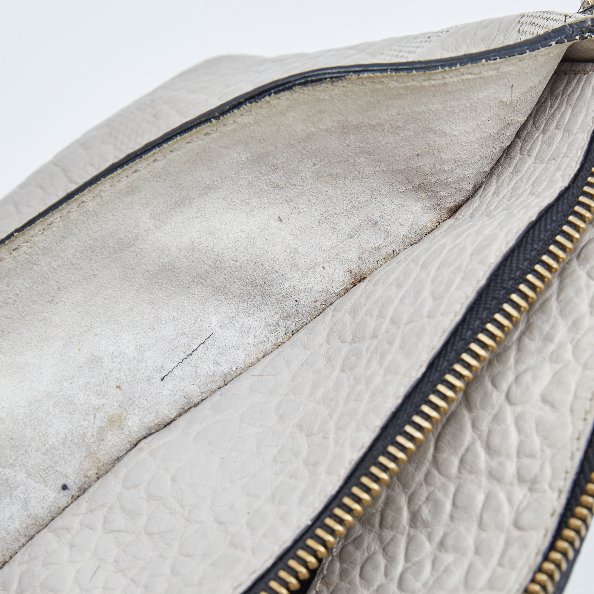 Burberry Light Grey Textured Leather Chichester Crossbody Bag 