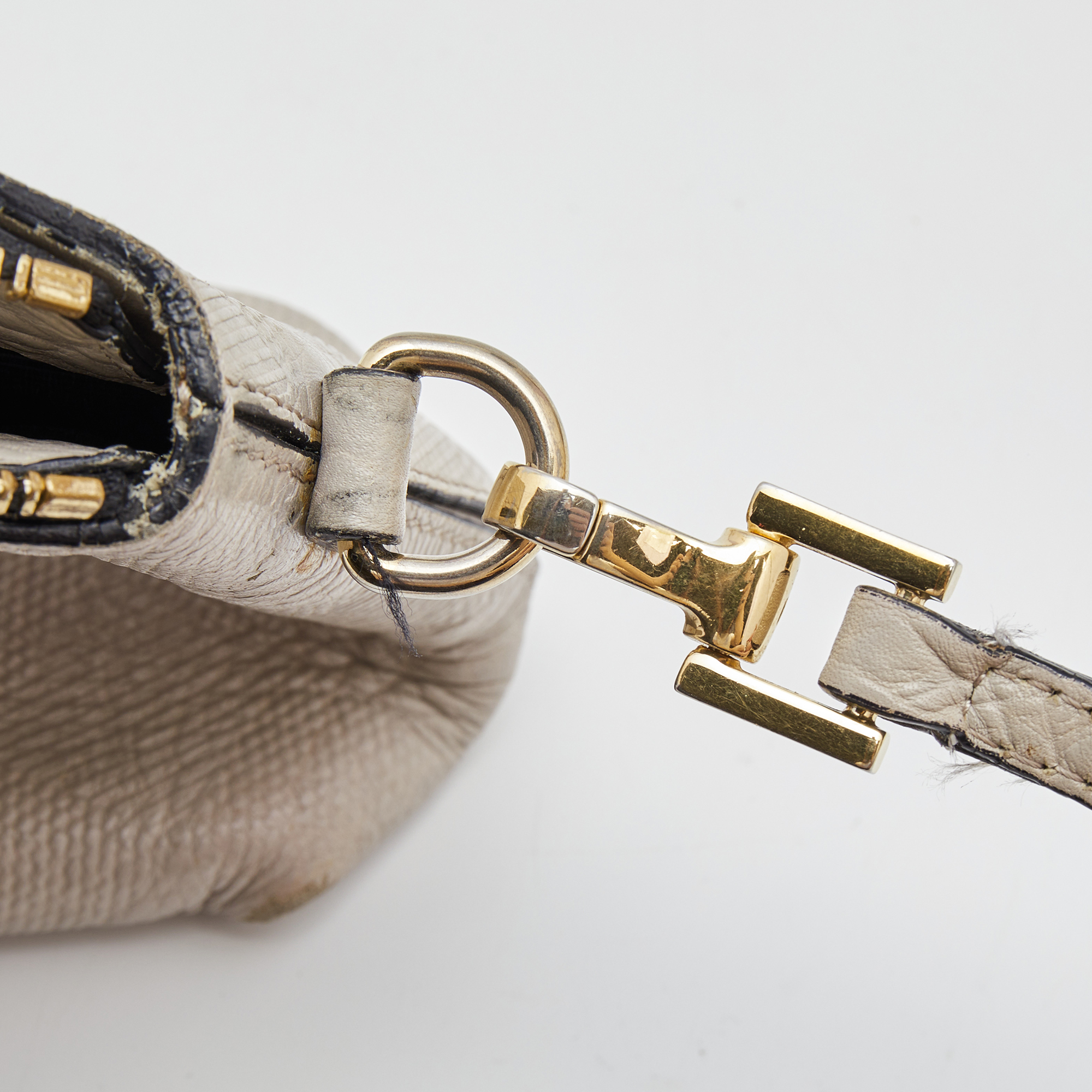 Burberry Light Grey Textured Leather Chichester Crossbody Bag 