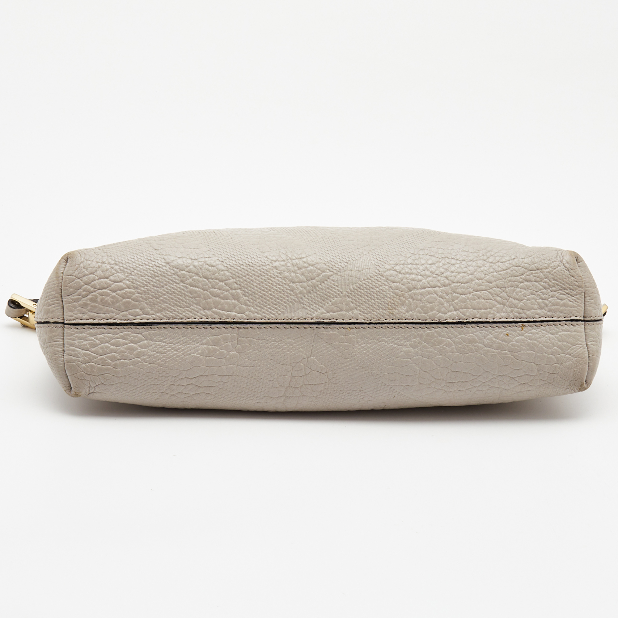 Burberry Light Grey Textured Leather Chichester Crossbody Bag 