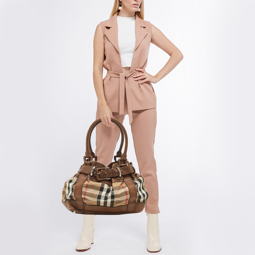 

Burberry Brown House Check Canvas and Leather Large Beaton Tote