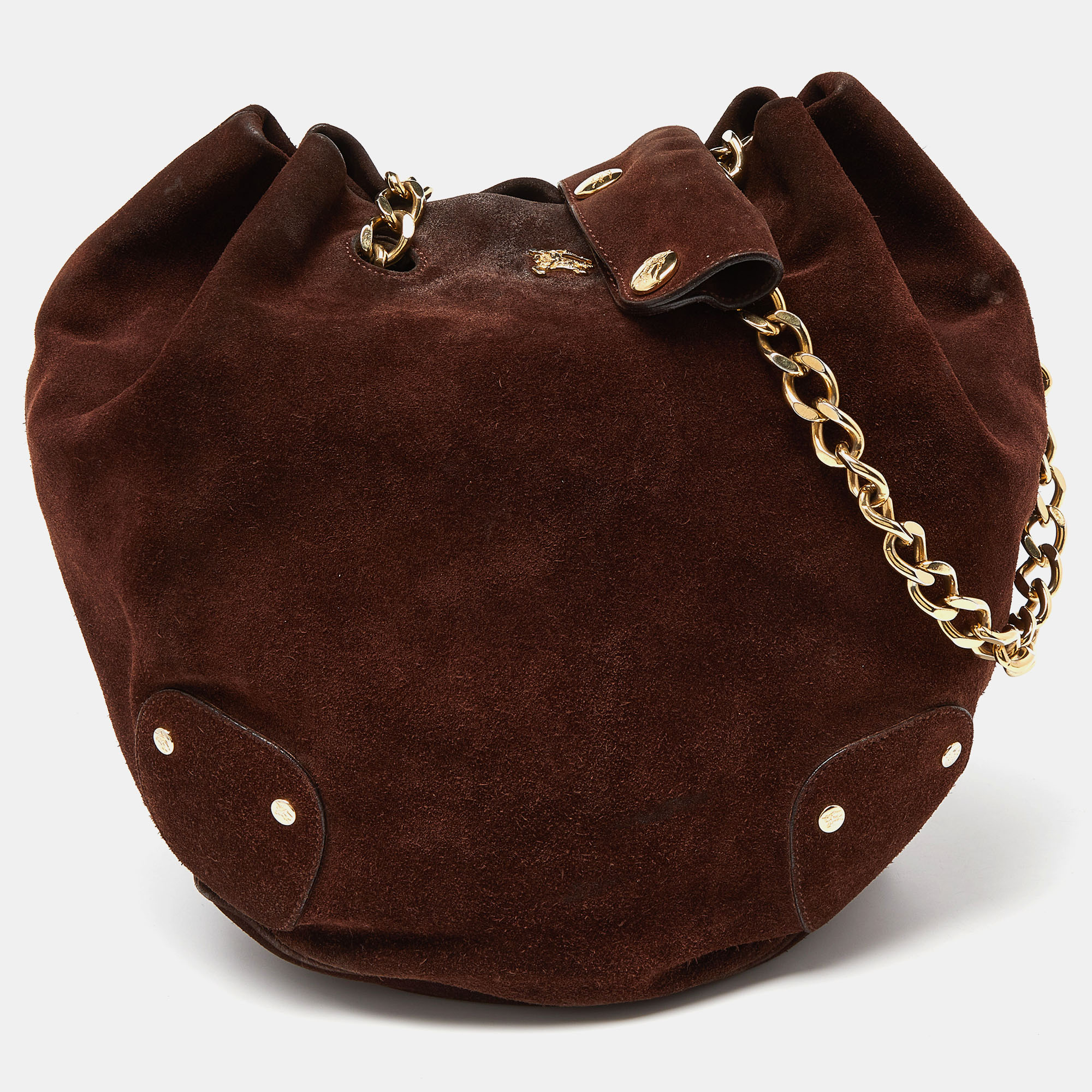 

Burberry Brown Suede Chain Bucket Bag