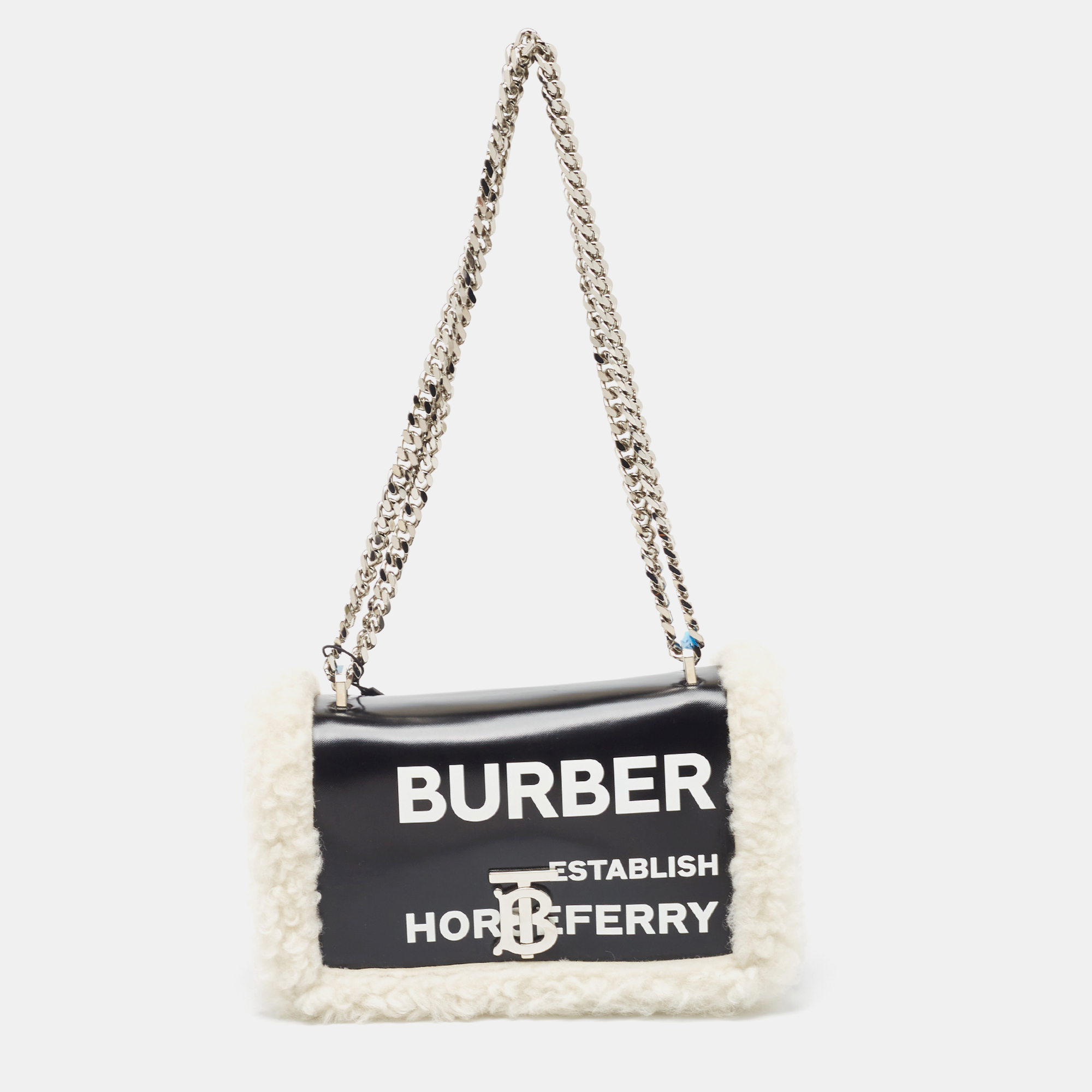 

Burberry Black/White Leather and Fox Fur Small Lola Shoulder Bag