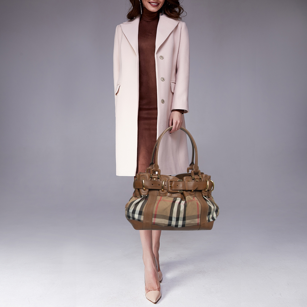 

Burberry Brown/Beige House Check and Leather Beaton Bag