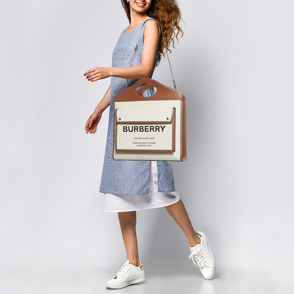 

Burberry Tan/Beige Canvas and Leather  Pocket Bag