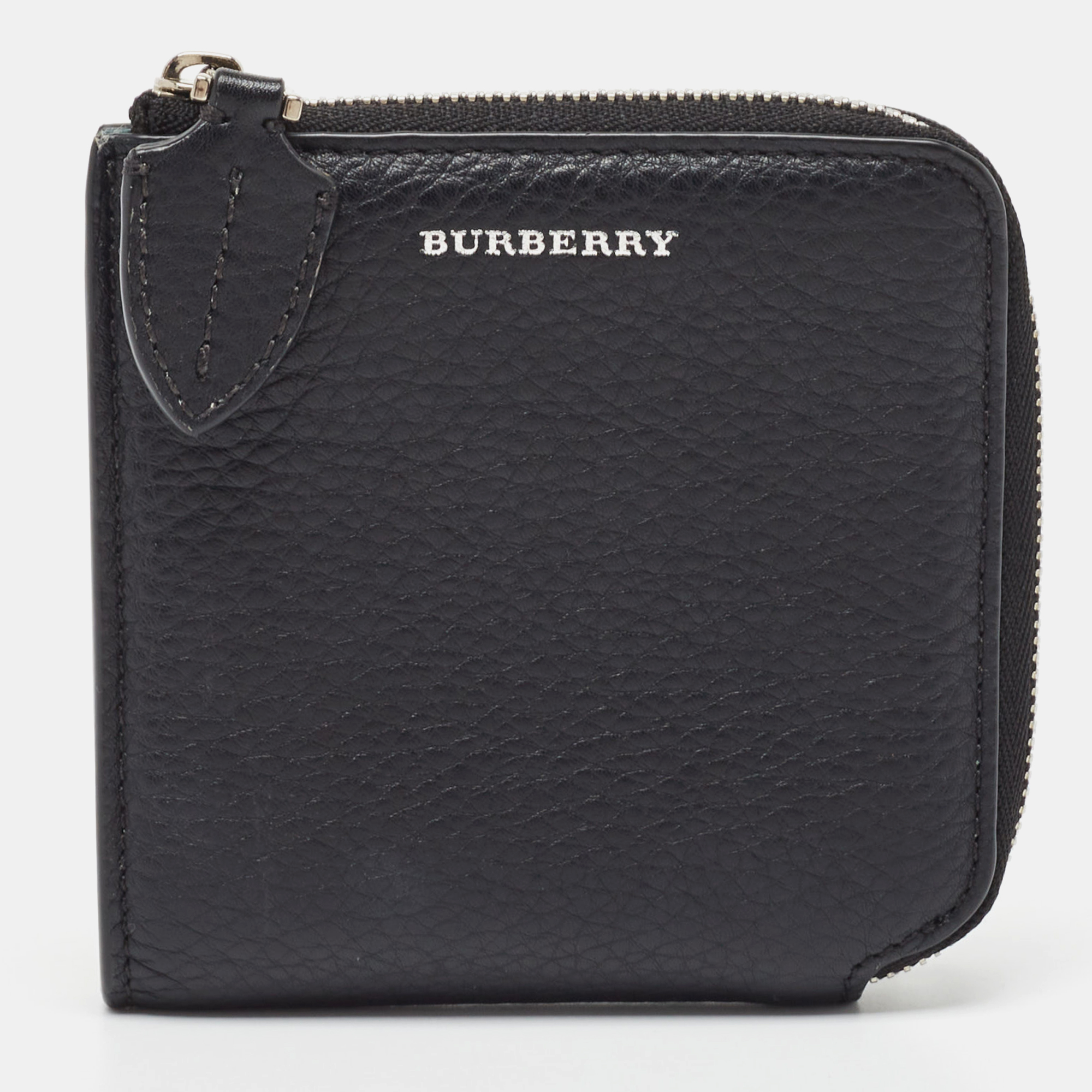 

Burberry Black Leather Zip Around Compact Wallet