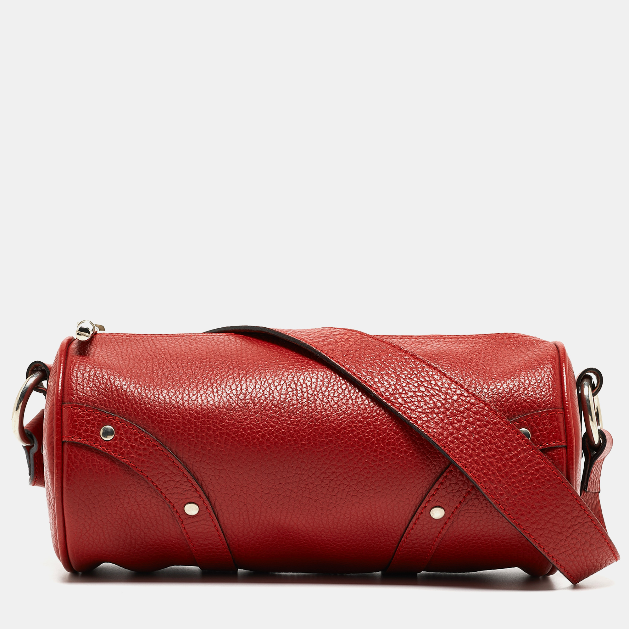 Pre-owned Burberry Red Leather Barrel Bag